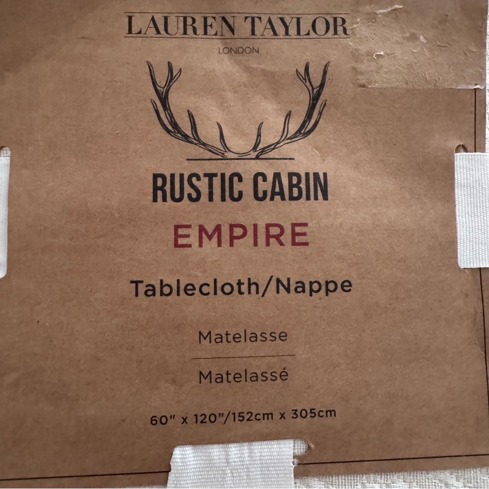 Rustic Cabin Empire White Tablecloth - Picture 2 of 4